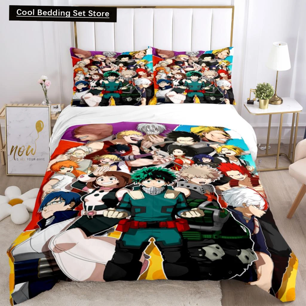 

Fashion My Hero 3D Anime Print Three Piece Bedding Set Fashion Boys Or Adults For Beds Quilt Covers Pillowcases Bedding Set Gift