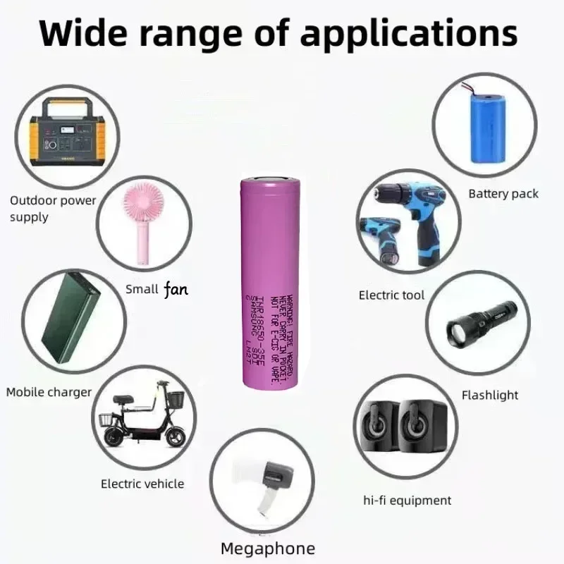 2-30pcs 3.7V 18650 Batte INR18650 35E 3500mAh Rechargeable Batte 25A Discharge Suitable for Screwdriver Flashlight Electric Toys