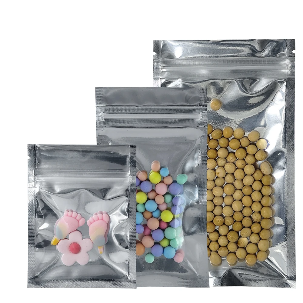 

300pcs Clear Front Plastic Ziplock Bag Package Mylar Aluminum Foil Storage Pouch For Food Snack Cosmetic Gift Candy Sundries