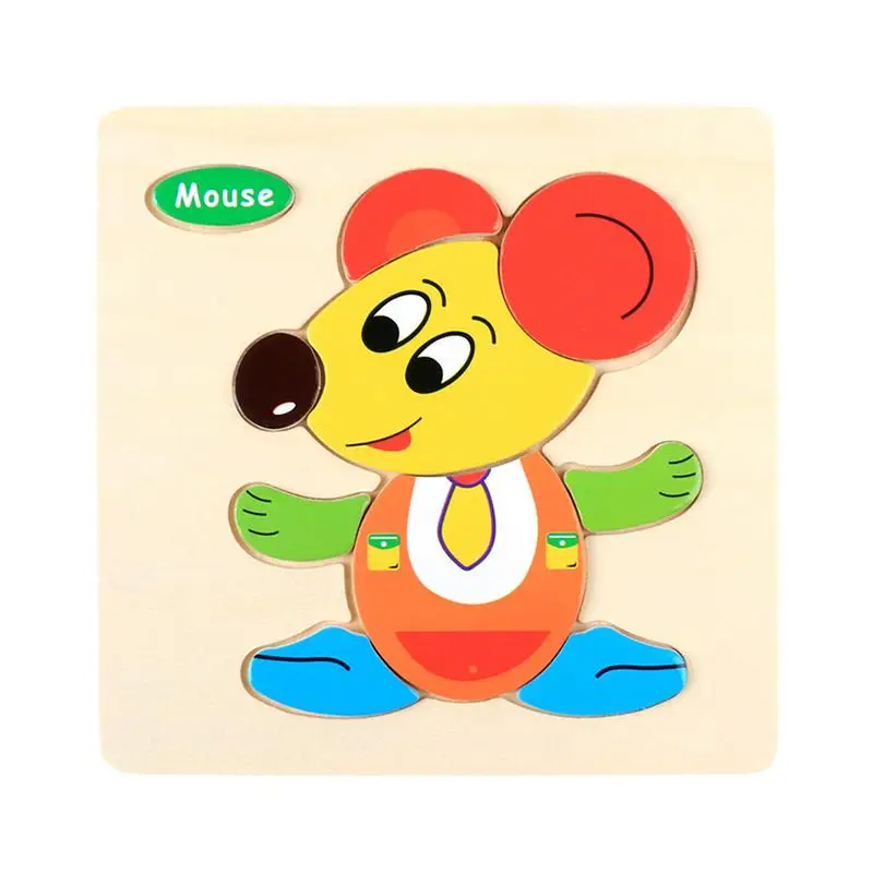 Wooden Animal Puzzle Lovely Block Puzzle Wood Animal Puzzle Colorful Jigsaw Fun Puzzle Games Learning Toys For Preschool Boys