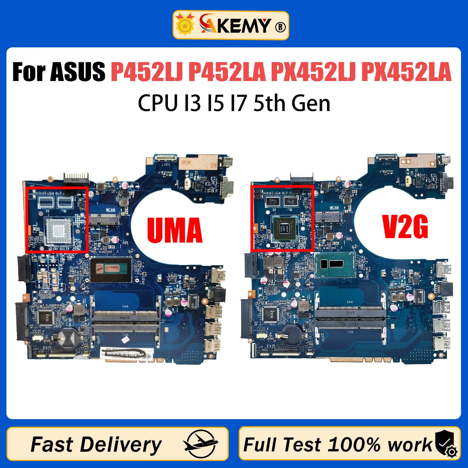 

AKEMY P452LJ Mainboard For ASUS P452LA PE452LA PRO452LA PRO452LJ PX452LJ PX452LA PE452LJ Laptop Motherboard I3 I5 I7 5th Gen