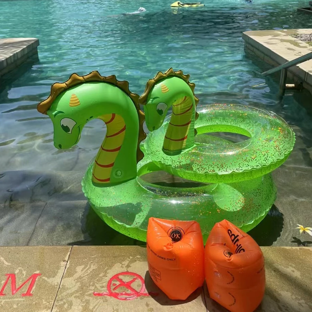 New Adult Kids Inflatable Dinosaur Cute Animal Summer Rubber Swimming Ring Swimming Pool Float Game Beach Accessories Water Toys