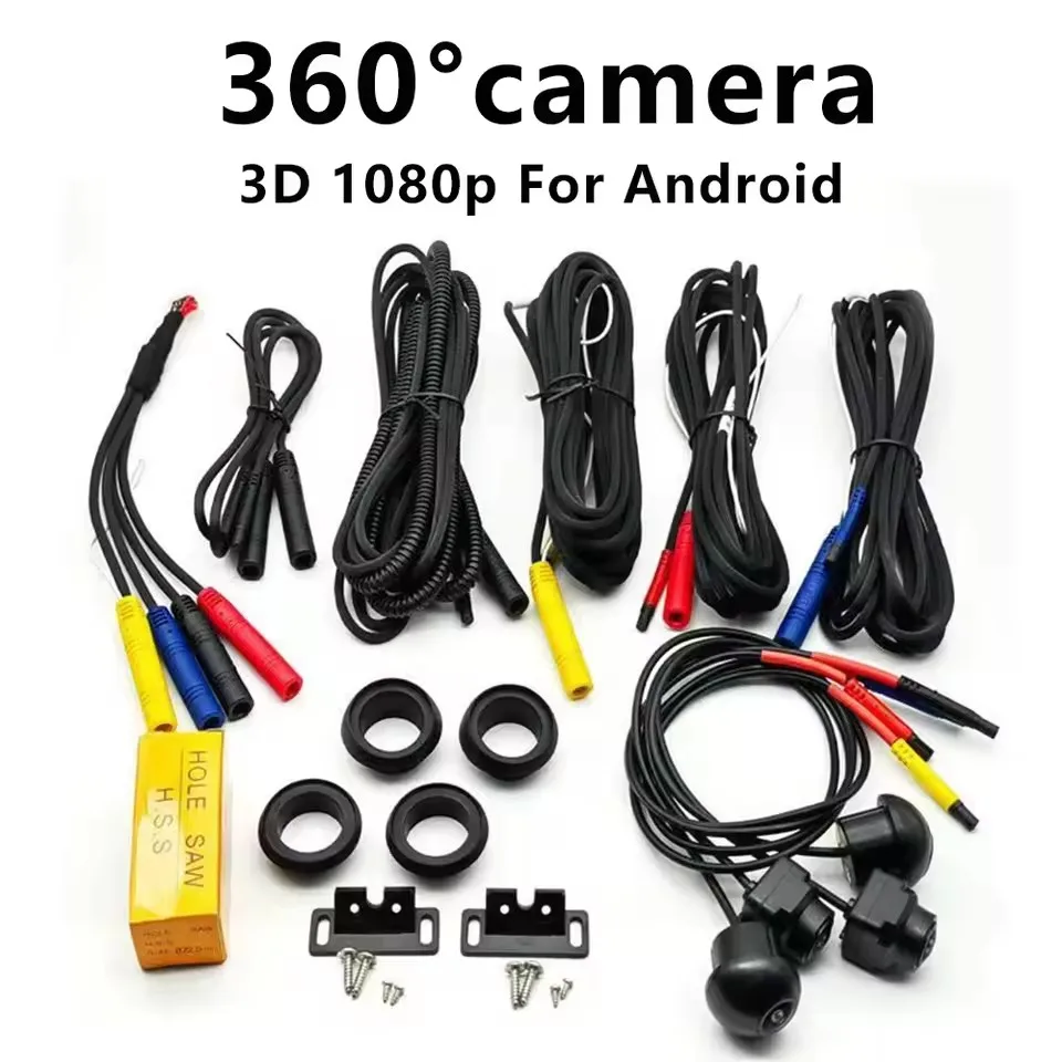 Driintel 360-Degree Panoramic Camera System for Android, 3D 1080P, with Mounting Accessories and Video Cables