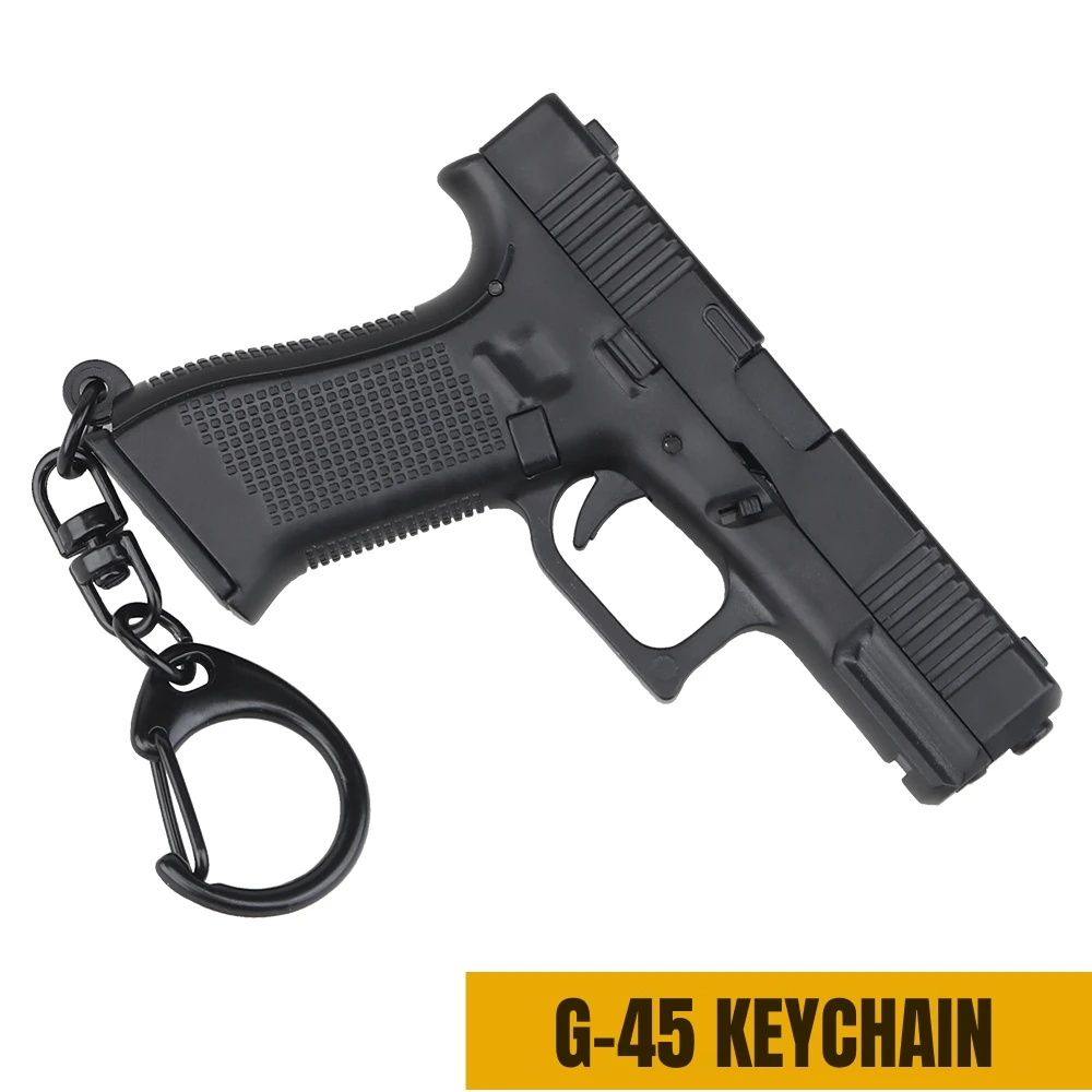 Glock G45 Black Mini Gun Keychain 1:4 Miniature Gun Shape Pistol Keyring Pendant Ornament Gift for Army Fan Model Collection