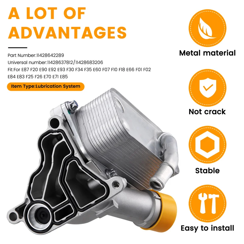 

11428642289 Oil Filter Assembly For BMW E87 F20 E90 E92 E93 F30 F34 F35 E60 F07 F10 F18 E66 F01 F02 E84 E83 F25 E70 E85