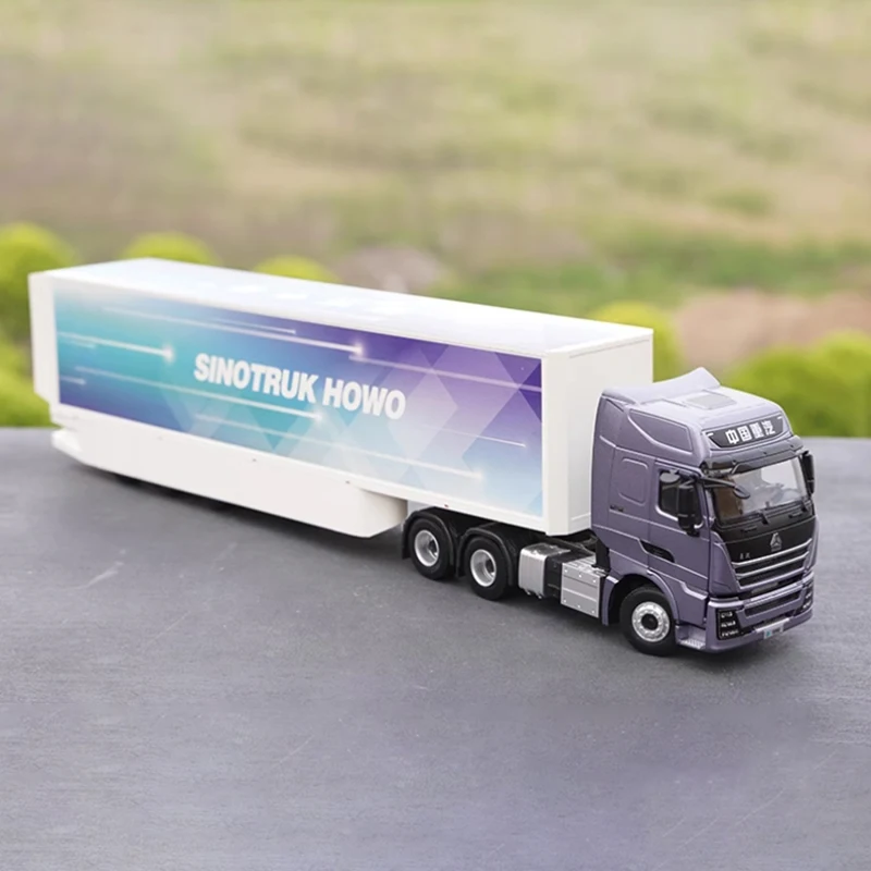 Diecast 1:36 Scale HOWO New TH7 Alloy Container Truck Model Finished Product Simulation Toy Gift Static Model Display