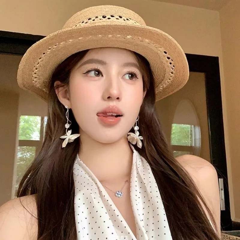 Elegant White Butterfly Flower Tassel Earrings Eco-Friendly Copper Sweet Cool Style Floral Design Micro-Set Process