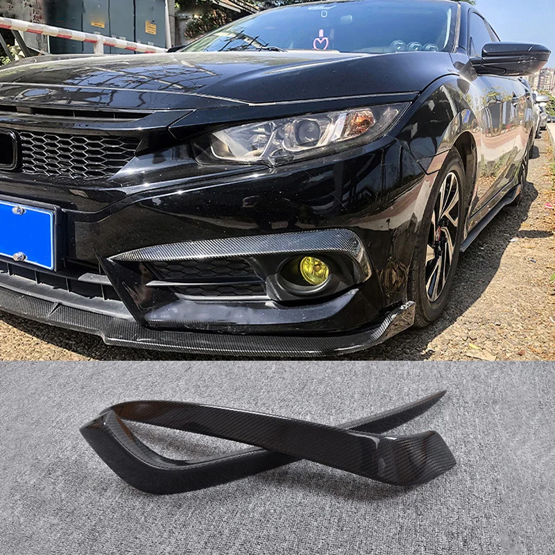 

For 2016-2018 10th generation Honda Civic 2pcs/setCarbon fiber front bumperAir outlet trim canard, fog lamp, eyelids, eyebrows