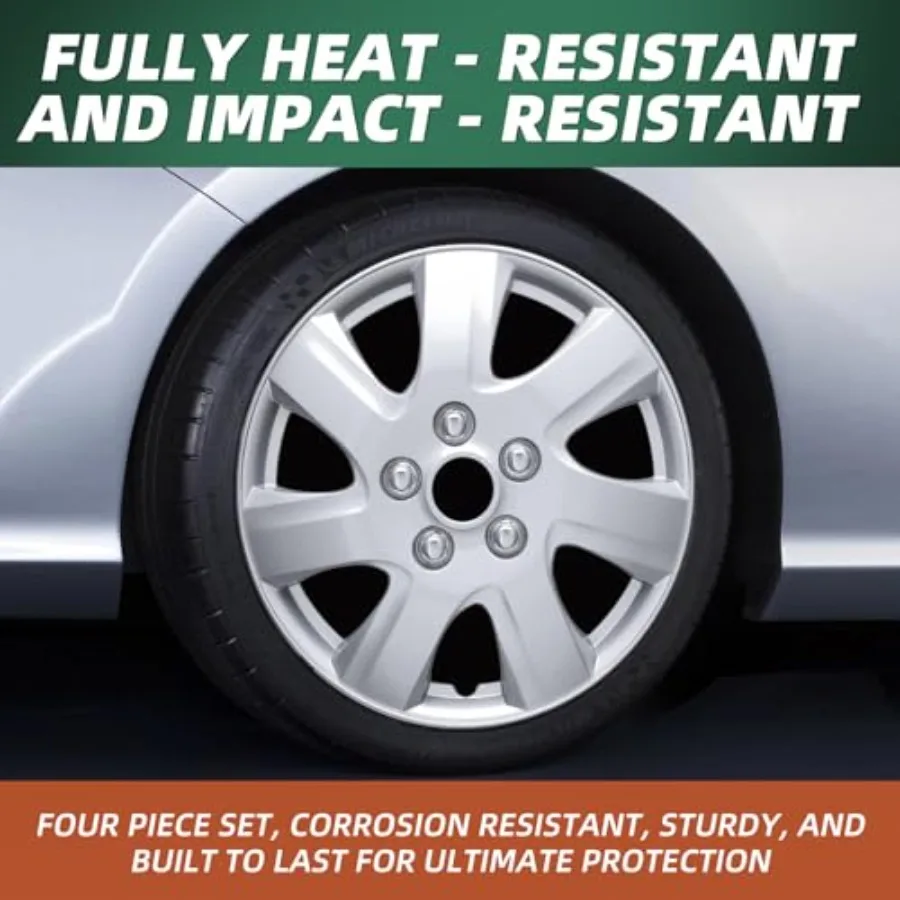 16インチ ホイールハブキャップ シルバー 7スポークデザイン スチールホイール用 ユニバーサルフィット 4個セット