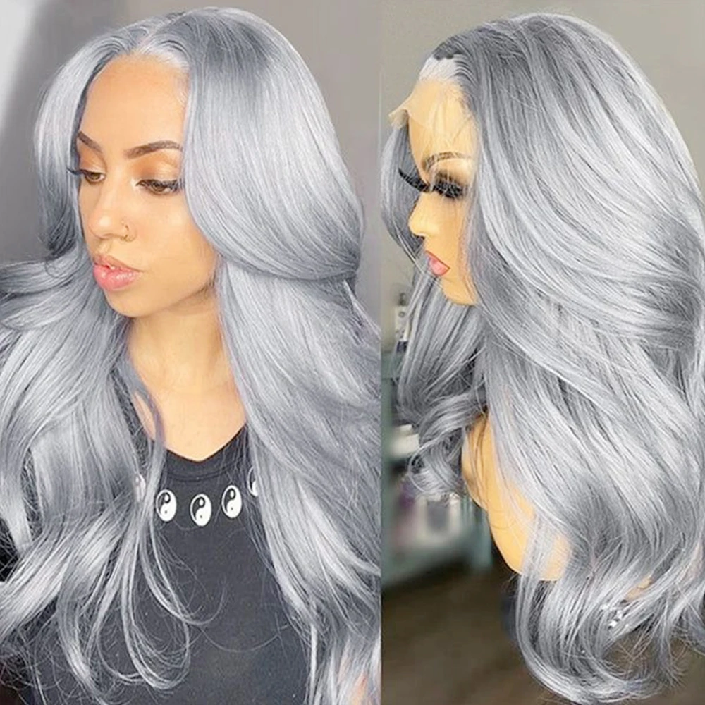 

250% Серые Объемные Волны Парики Человеческих Волос 13X4 Парики Фронта Шнурка Человеческих Волос 13x6 HD Парики Фронта Шнурка Косплей Для Женщин