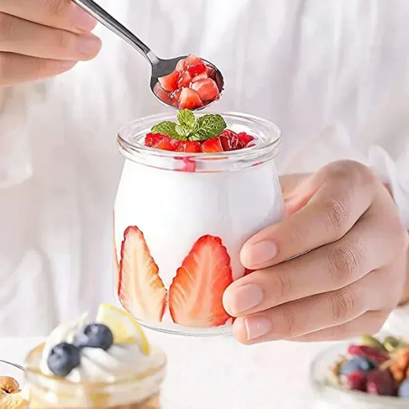 5Pcs 100/200ML Glass Storage Jars with Cork Lids Glass Containers w/ Tags and Ropes For Honey Pudding Jam DIY Candle Decorative