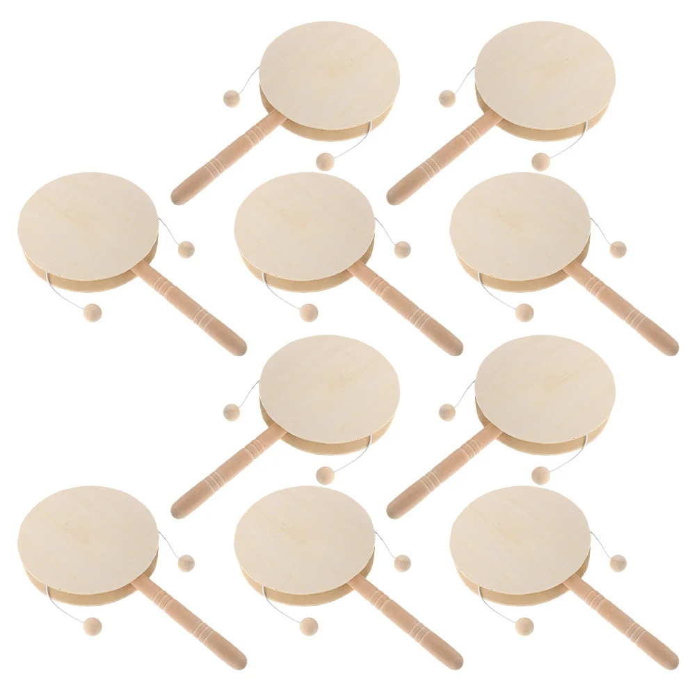 10 stuks DIY Graffiti Rammelaar Drum Blank Houten Hand Slaginstrumenten voor Kinderen Creatieve Kunst en Ambachten Kid Aap Drum