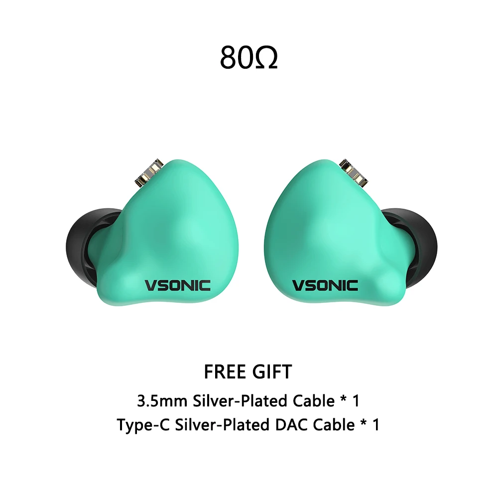 VSONIC Iceberg 80Ω IEMs HFI in-ear hoofdtelefoons 11mm CCAW dynamische driver kristalversterkte film monitor oordopjes