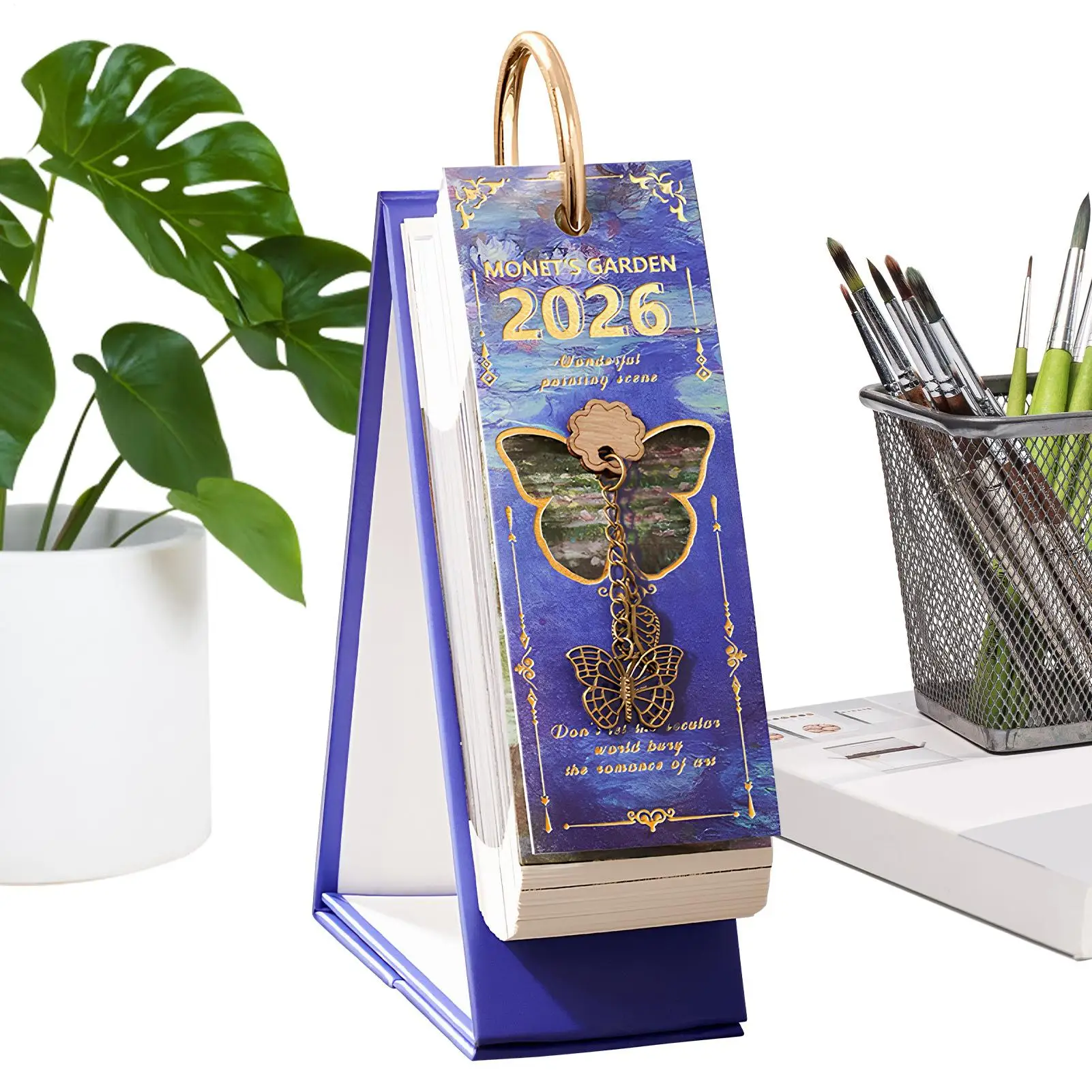 2026 لوحة زيتية عتيقة في اتجاه واحد تقويم لوحة زيتية مخطط تقويم قائم لمدرسة الأسرة والفصول الدراسية وديكور مكان العمل