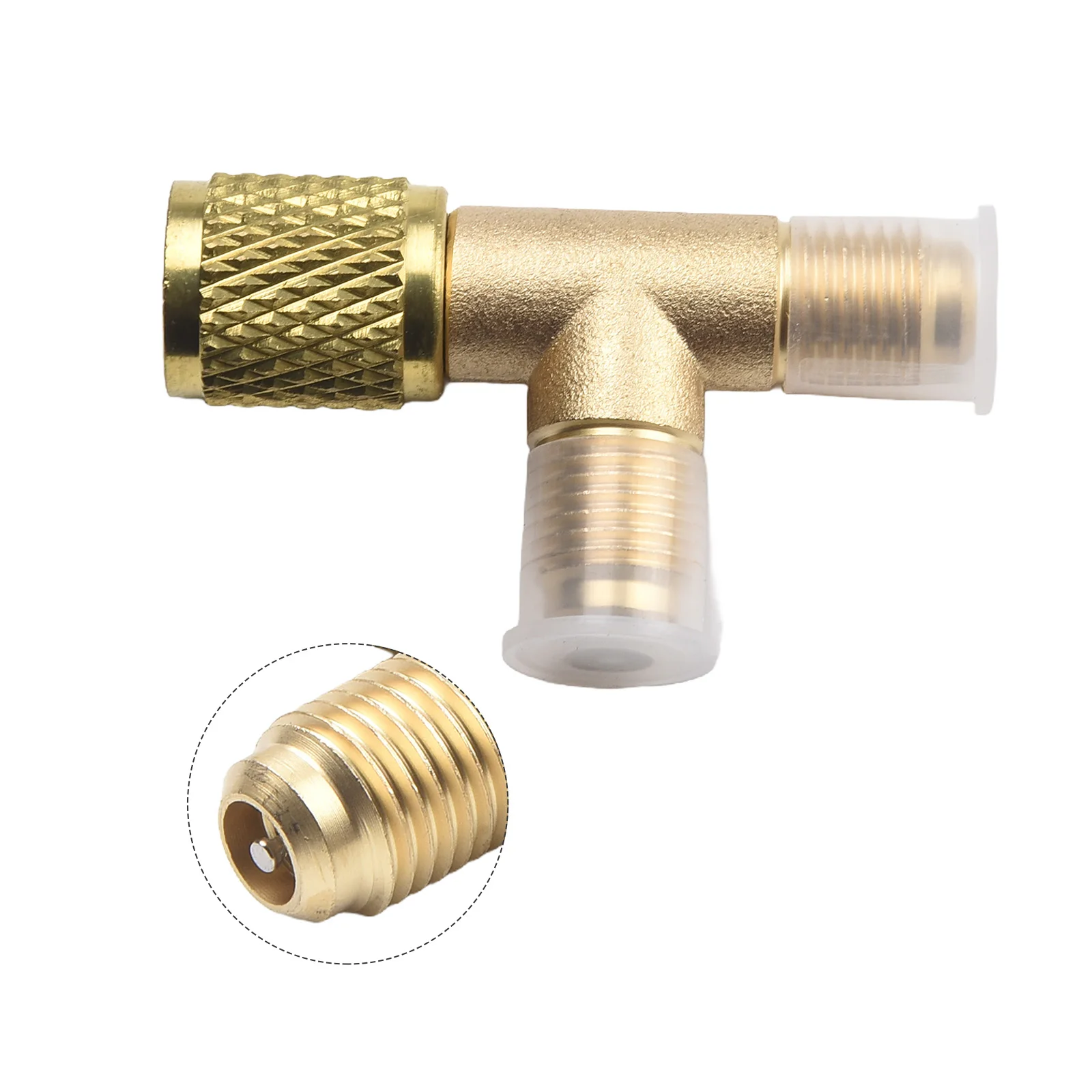 Conditioner Quick Connector Tee Fittings  Tee Adapter Valve Core  For R22 R12 R134 With Spool Brass SAE Rugged Construction