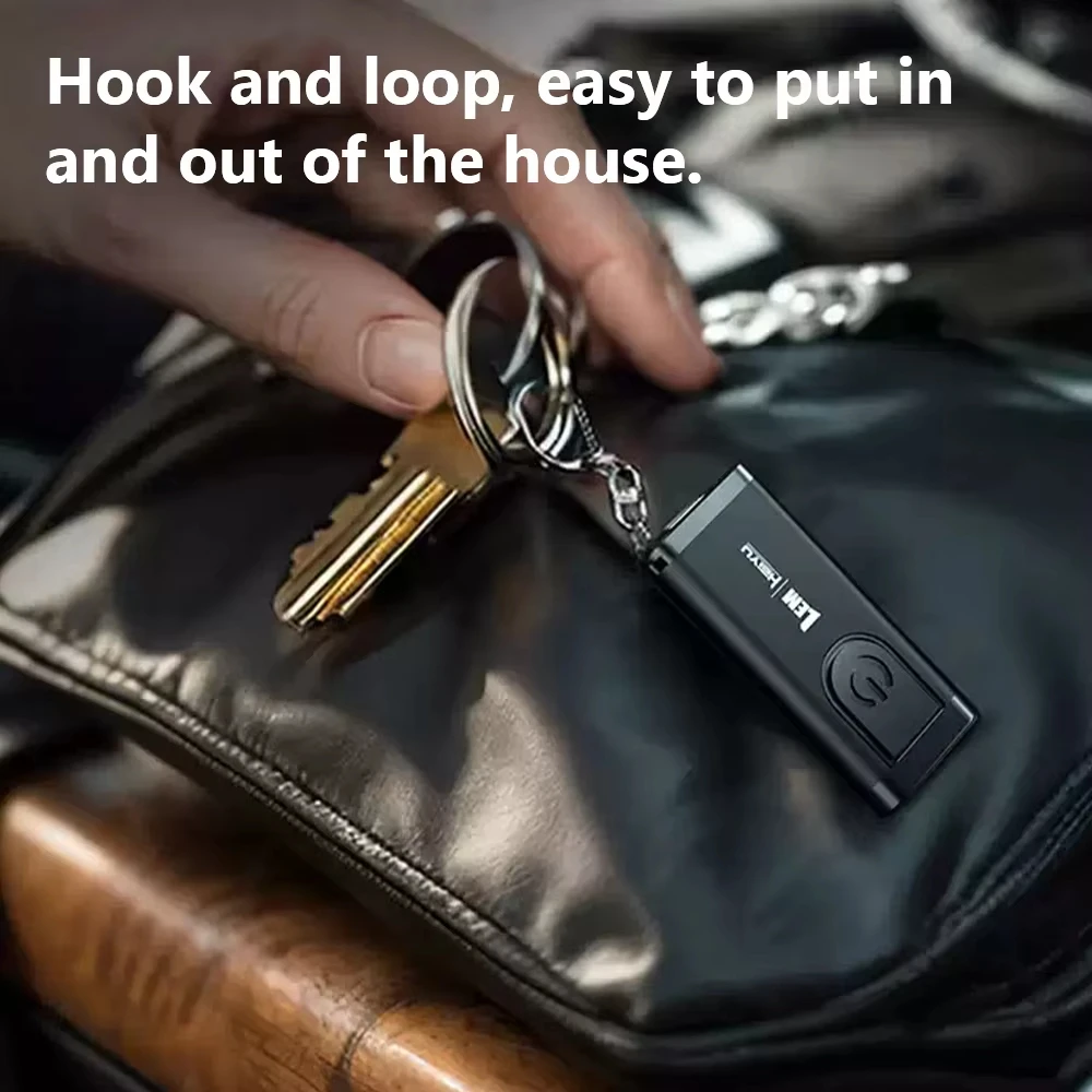 Mini chaveiro lanterna de alarme 100dB campainha gancho loop montagem multi modo luz LED para segurança de emergência ao ar livre