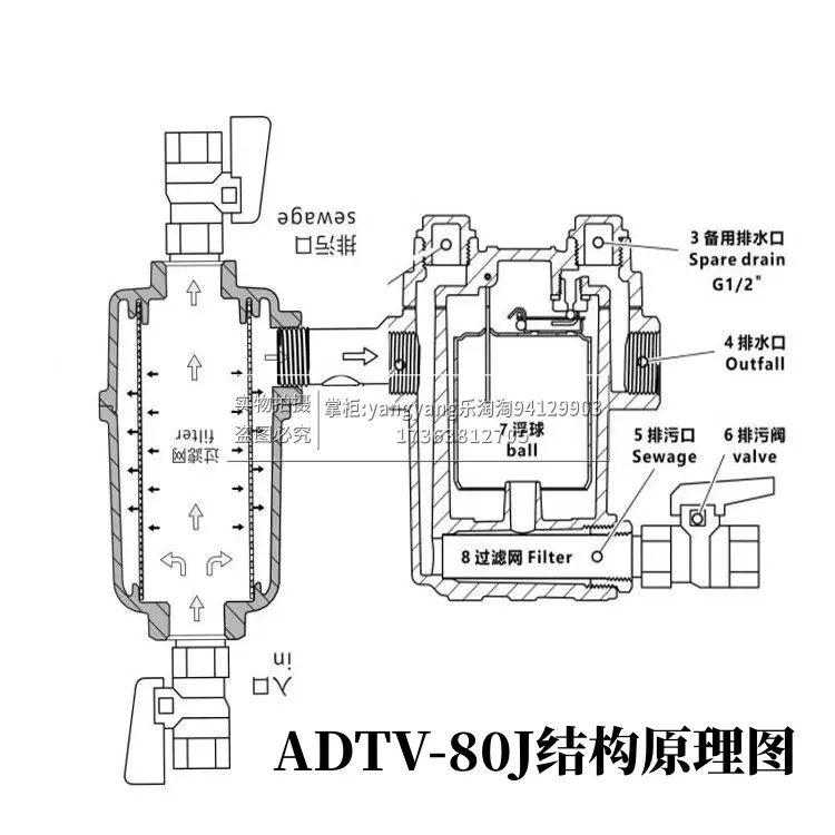 Air Storage Tank of Air Compressor Automatic Drainer ADTV-80J Pneumatic Trap Energy-Saving Anti-Blocking Maintenance Free Type