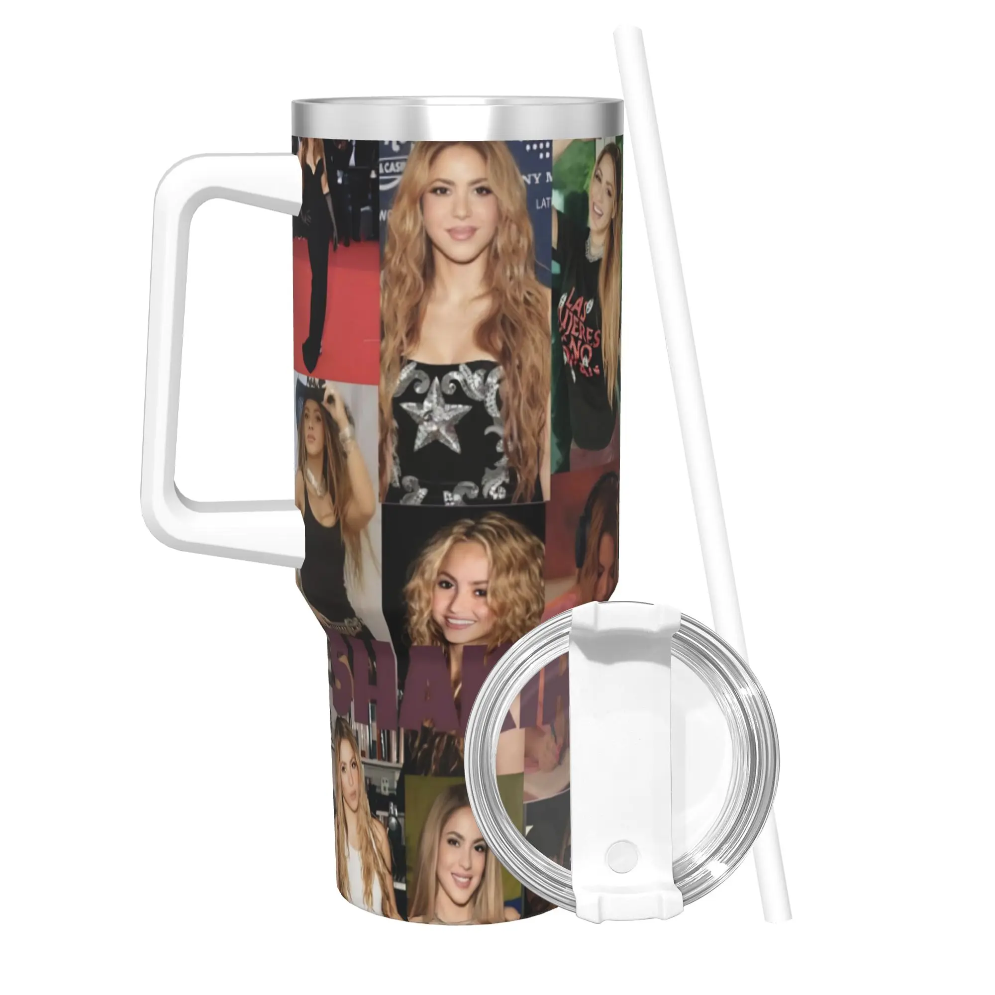 Shakira Singer Tumbler With Straw  Stainless Steel Mug Cups Double Wall Vacuum Insulated for Cold Or Hot 40oz