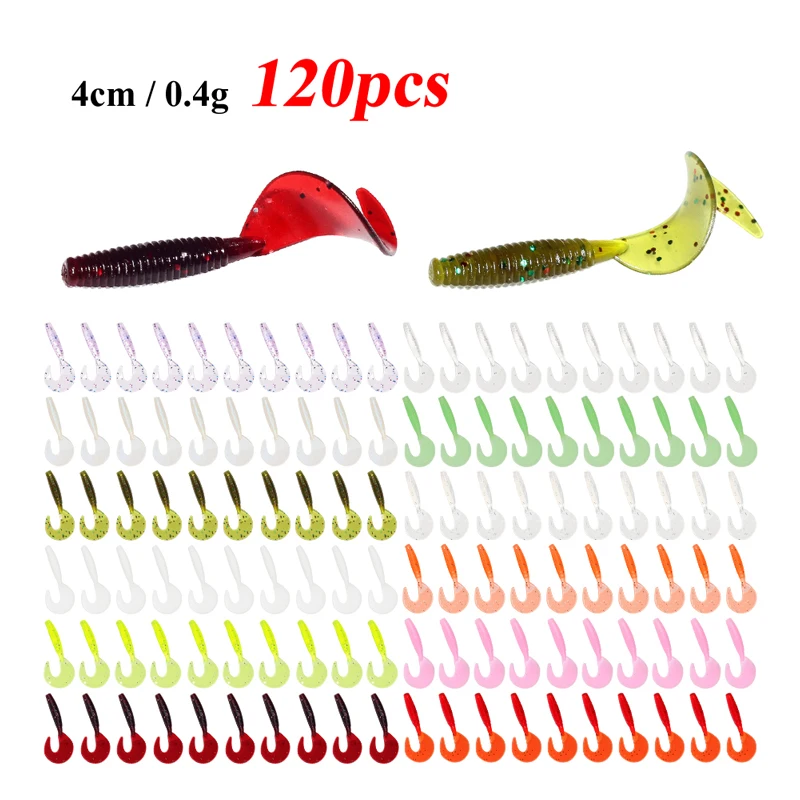 120 Piece Soft Fishing Lures, Unique Action for Various Rigs, Swimbaits Trailer for Bass, Trout, Saltwater & Freshwater Fishing