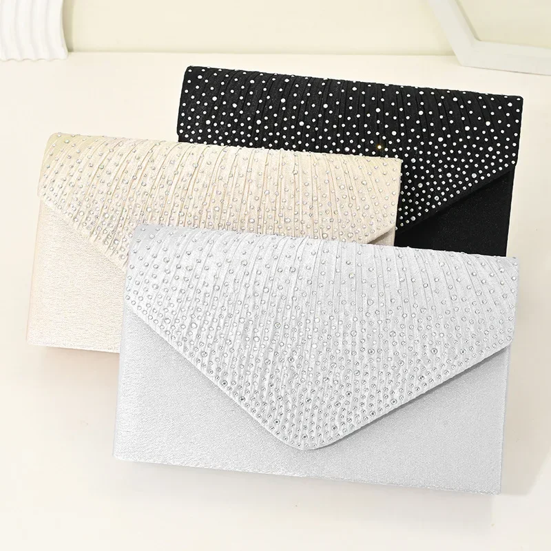 2025 Cross-Border New Evening Bag Fashion Elegant Versatile Diamond-Encrusted Crossbody Shoulder Evening Bag Chain Style Clutch