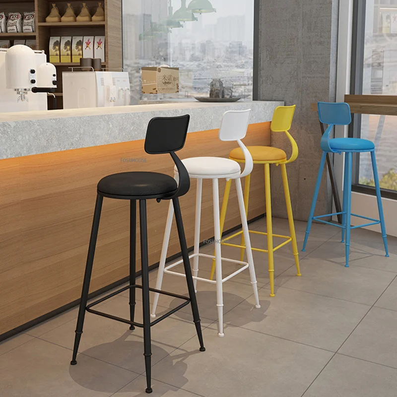 Design Nordic Bar Stool Minimalist Metal High Legs Modern Stylish Bar Stool Counter Backrest Kitchen  Home