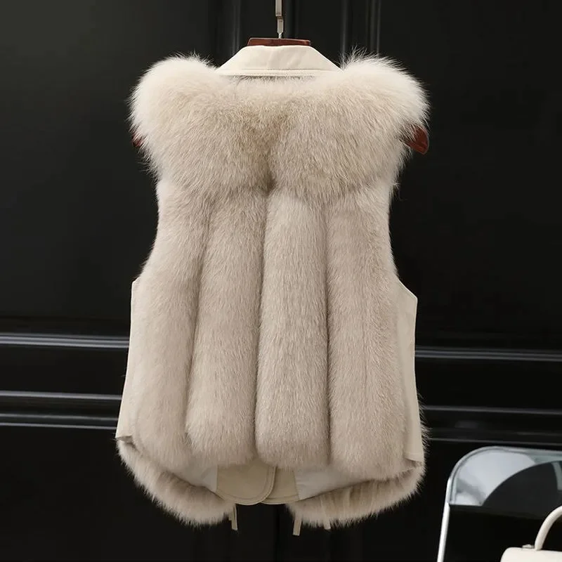 Minimalist Korean Version Fur Vest Women Short Jacket With Lazy Style Patchwork Imitation Fox Hair Vest Fashionable Young Style