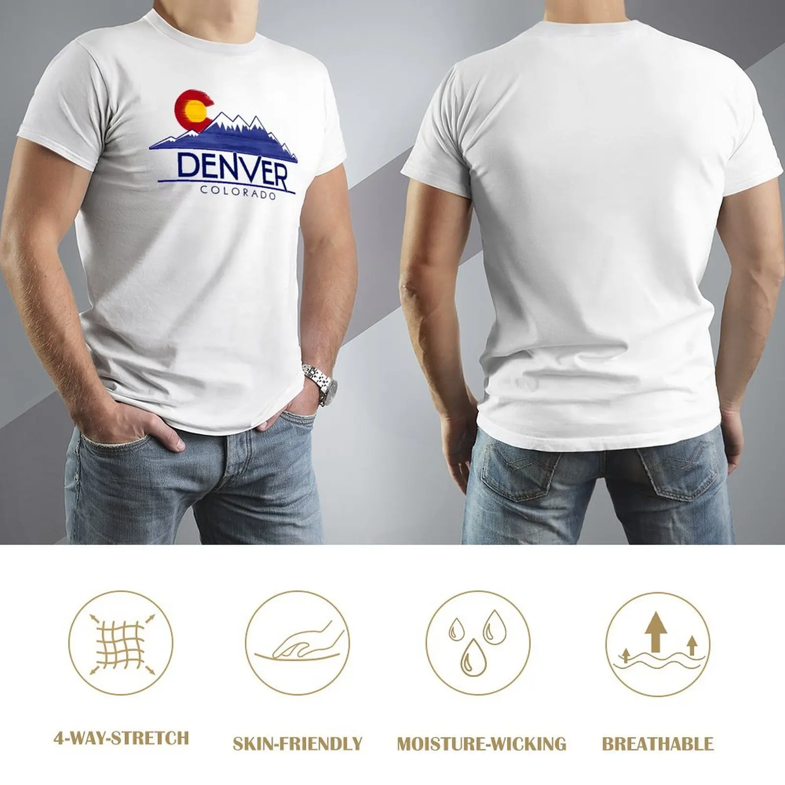 Denver Colorado Wood Mountains For Sale B T-shirt Round Neck Move  Geeky Top Tee Graphic Cool Home USA Size