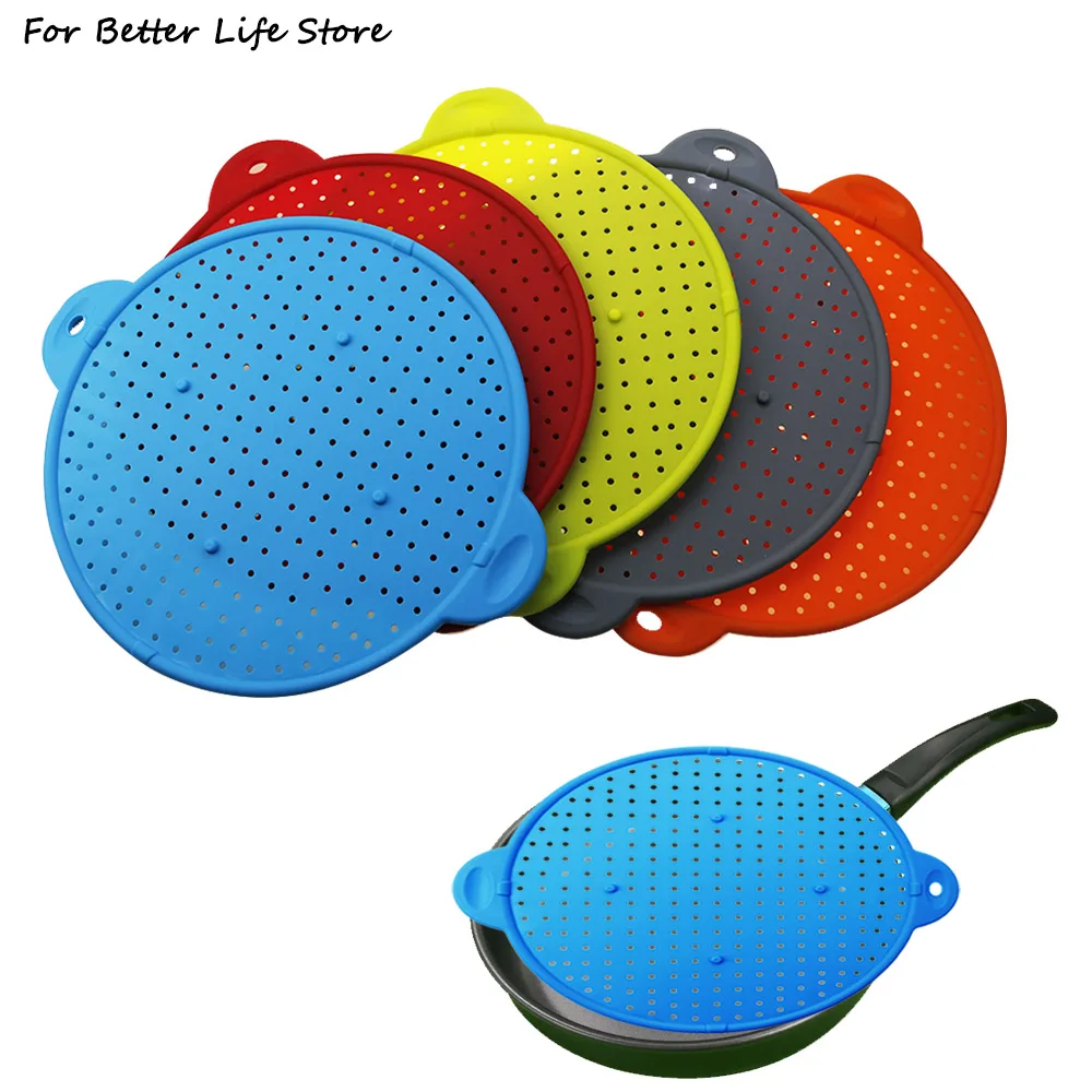 Protector de pantalla contra salpicaduras en caliente, salvamanteles de cocina, tapa de olla, cubierta de sartén, tapón de derrames de silicona, colador de lavado, diseño de gancho de alta temperatura