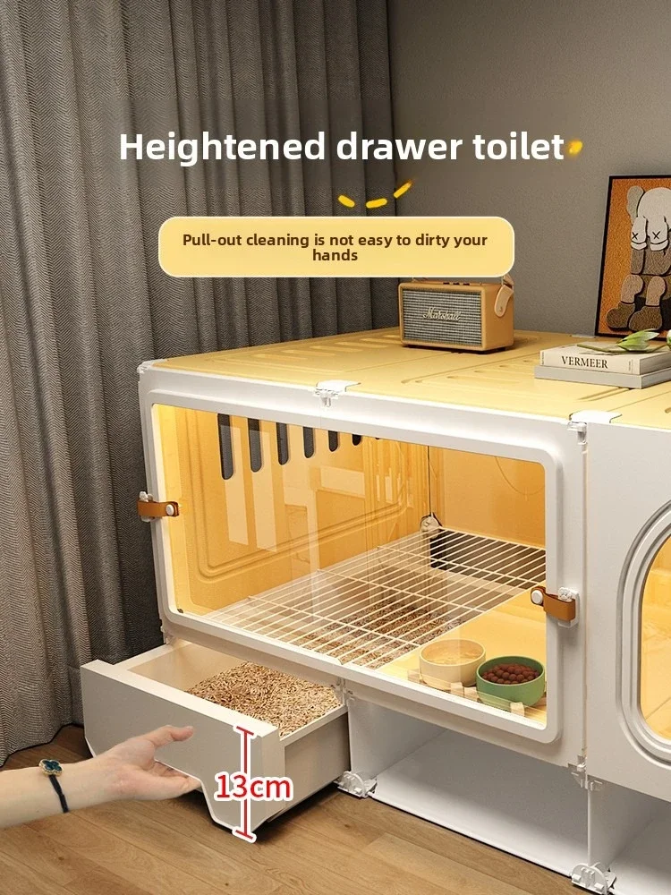 

XQRabbit Cage Household Villa Automatic Manure Cleaning Extra Large Luxury Nest Rabbit House Pet Guinea Pig Cage Transparent