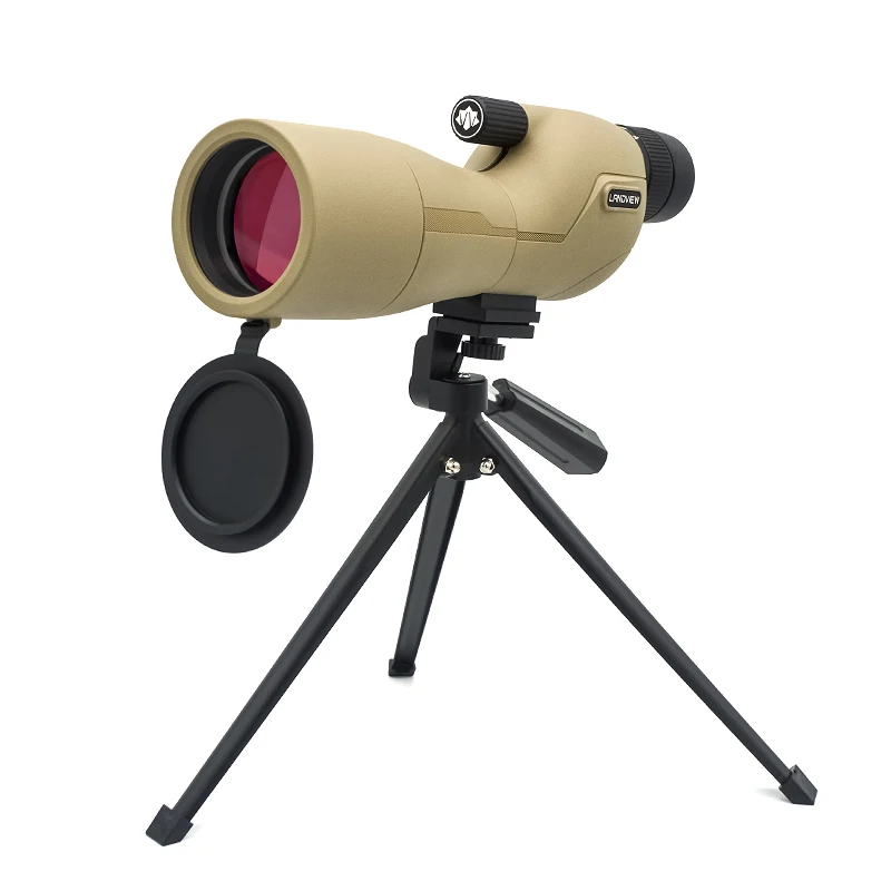 Beige 25-75x60 Spotting Scope Zoom Telescope Powerful Waterproof Long Range BAK4 Prism For Camping Equipment With Tripod