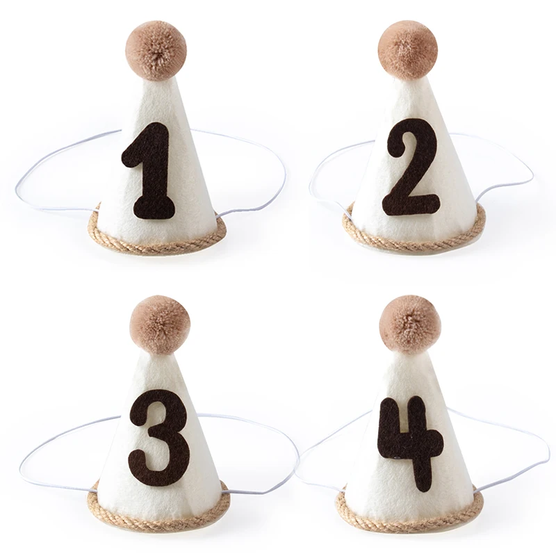 

1pcs Burlap Felt Birthday Hats 1 2 3 4 5 Years Old Baby Birthday Hats Boys Girls Children Birthday Party Hats Baby Shower Decor