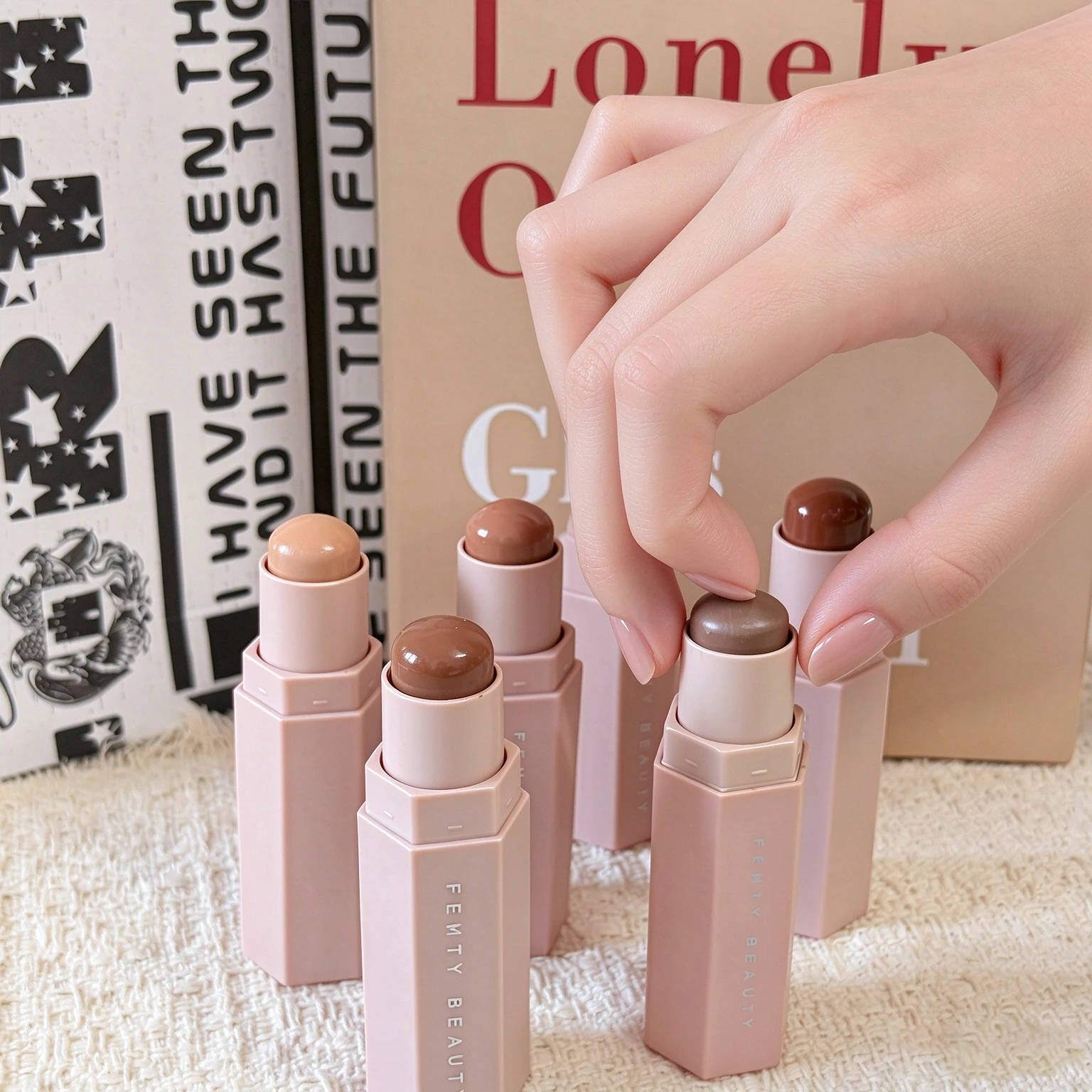 Summer Fenty Beauty Lip Gloss Amber Contour Stick 3D Contour Shaping Diamond Highlighter Fine Shimmer Plump Makeup Cosmetics