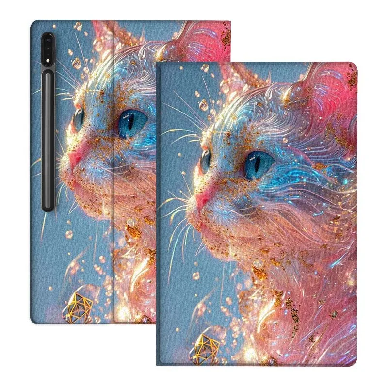 

Sparkling Colorful Cat Face Gift For Samsung Galaxy Tab S10 S9 S8 S7 FE Lite Soft Flexible Support Tablet Case