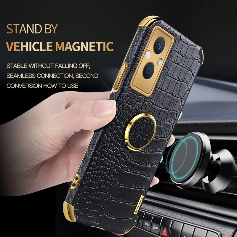 Luxury PU Leather Phone Case For OPPO Reno 7 4G 8 Lite 8 Pro Plus 7Z 8Z 5G A17 A57 A77 A36 A76 A96 Ring Holder Silicone Cover