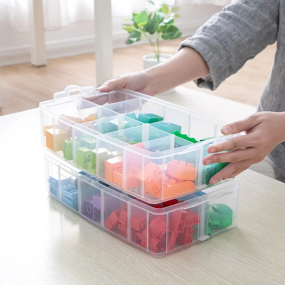 Multi Grid Transparent Plastic Storage Box Adjustable Stackable Compartment Slot For Organizing Toys Jewelry Boxes Accessories