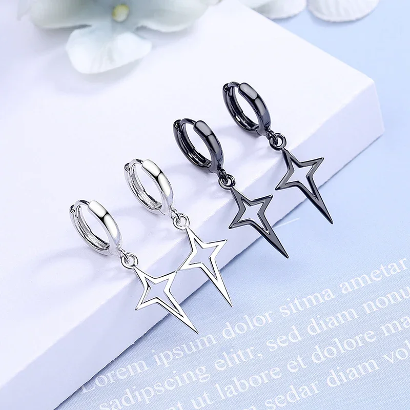 Small Hoop Earrings Smooth Tiny Huggies With Hollow Cross Star Pendants Female Dangle Earring Cute Piercing Earring Gifts