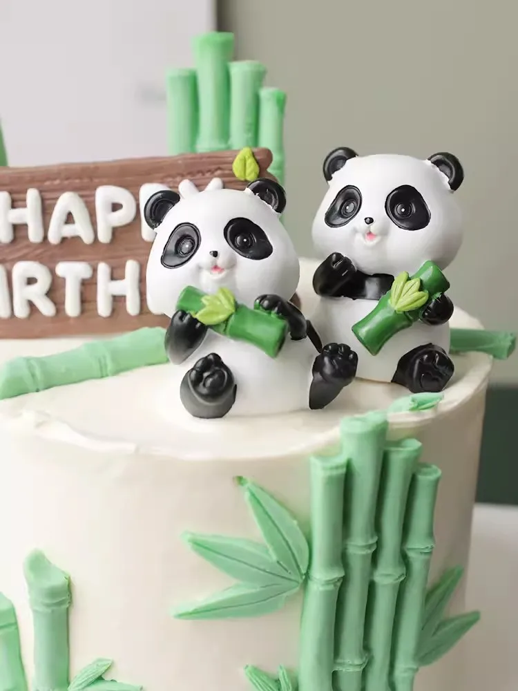 Winy Panda tort Toppers bambusowe liście żółwia dekoracje z okazji urodzin na dzień dziecka Boy Girl Party materiały urocze prezenty do pieczenia