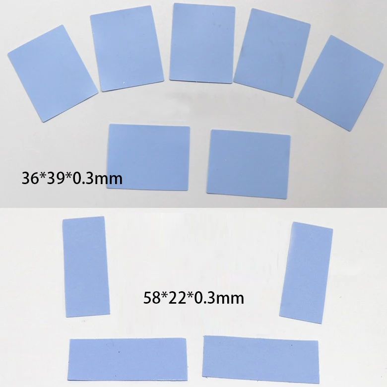 

36*39*0.3mm 58*22*0.3mm No Hole 0.3mm Thickness Blue Pad Insulator Insulation Thermal Conductive Gap Filler Silicone Gel Sheet