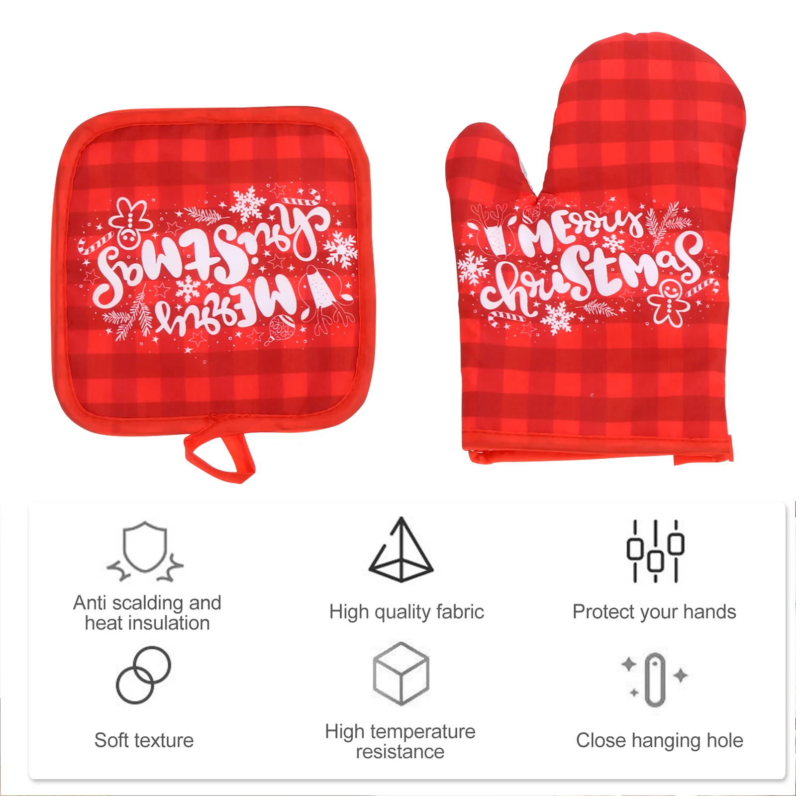 

2 Sets Microwave Gloves Exquisite Insulation Printed Oven Protection Hand Supplies Christmas Cooking Household