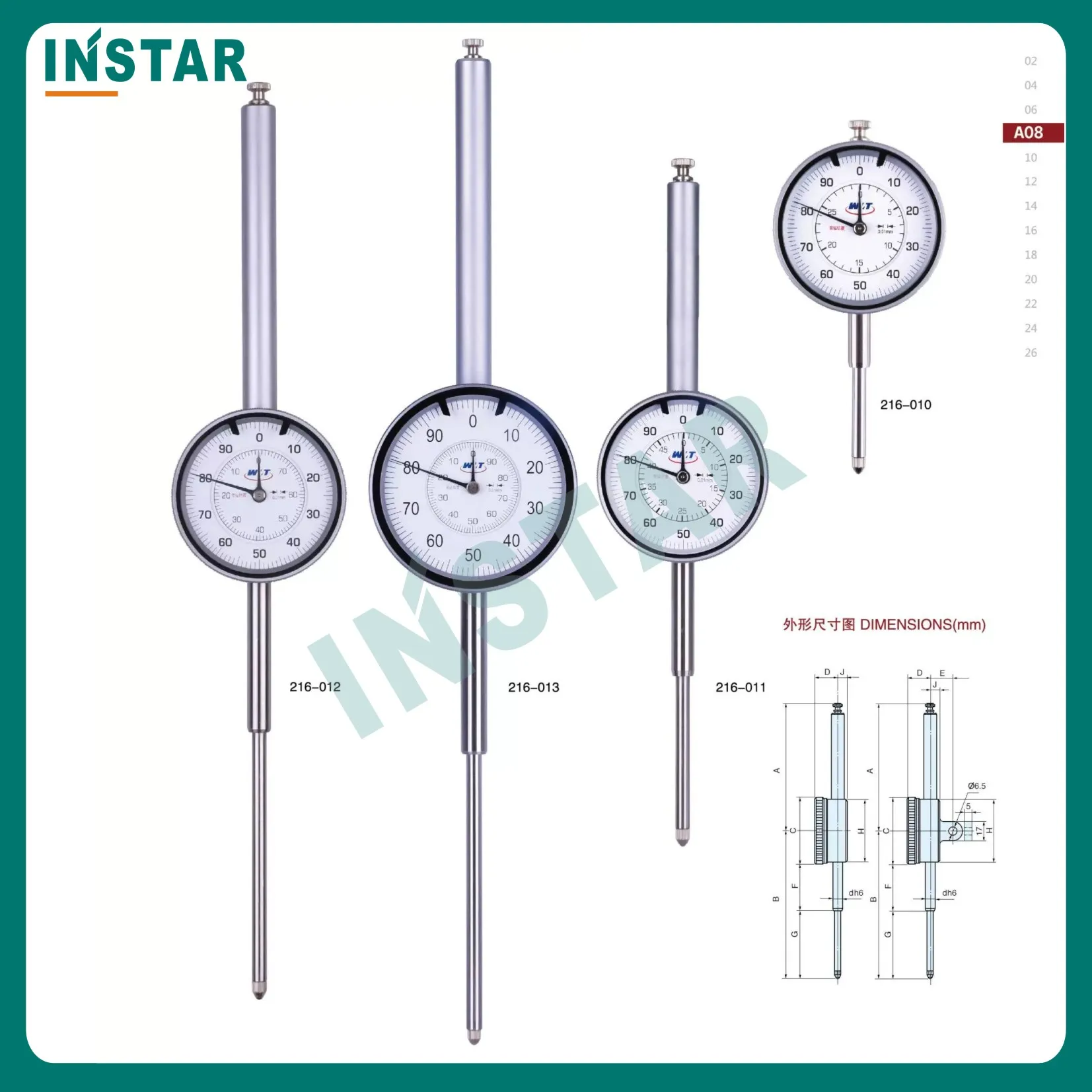 Daleki zasięg wskaźnik wybierania 0-30mm 0-50mm 0-80mm 0-100mm x 0.01mm DIN standardowa przemysłowa jakość Dial Gage