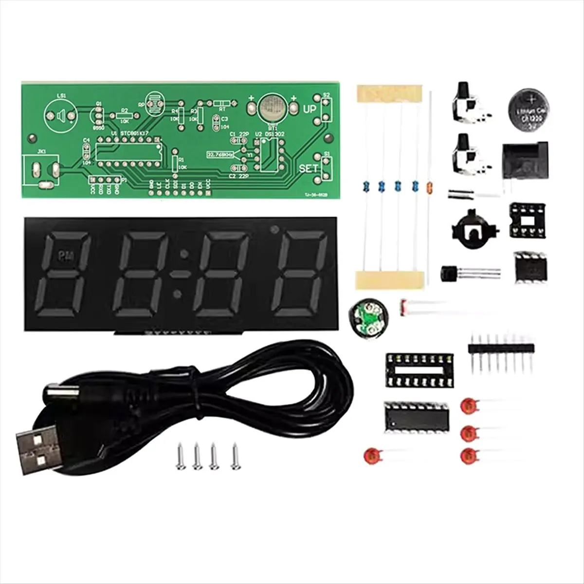 DT81 Colorful RGB DIY Digital Clock Kit Display Temperature Alarm Soldering Project Learning Practice Solder Electronic Kit