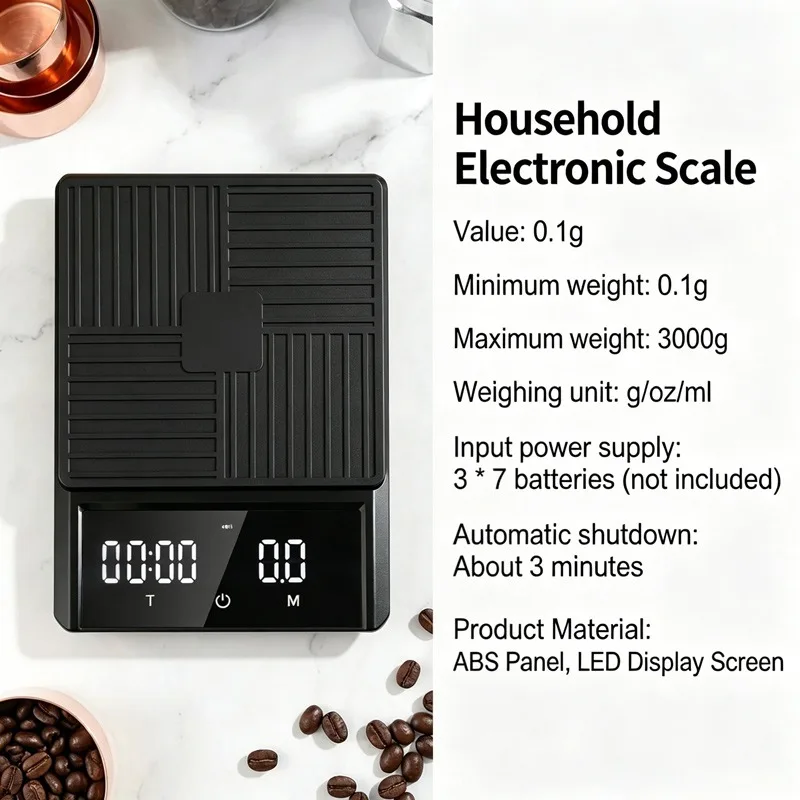 Professional Pour Over Coffee Scale 0.1g Precision Smart Touch Screen with Timer Espresso Brewing Kitchen Tool view 5