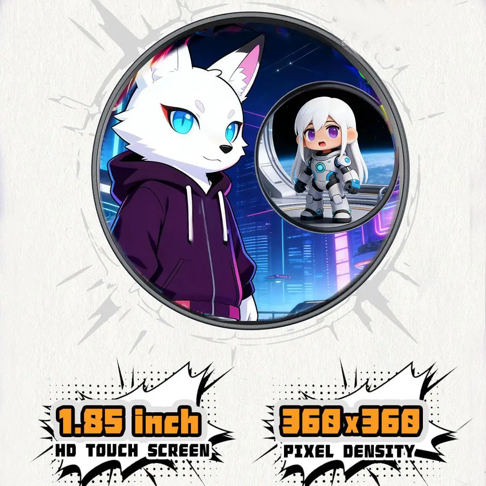 Dynamic Electronic Badge Anime Merchandise Digital Display Badge with Touch Control for Uploading Photos GIFs and Videos