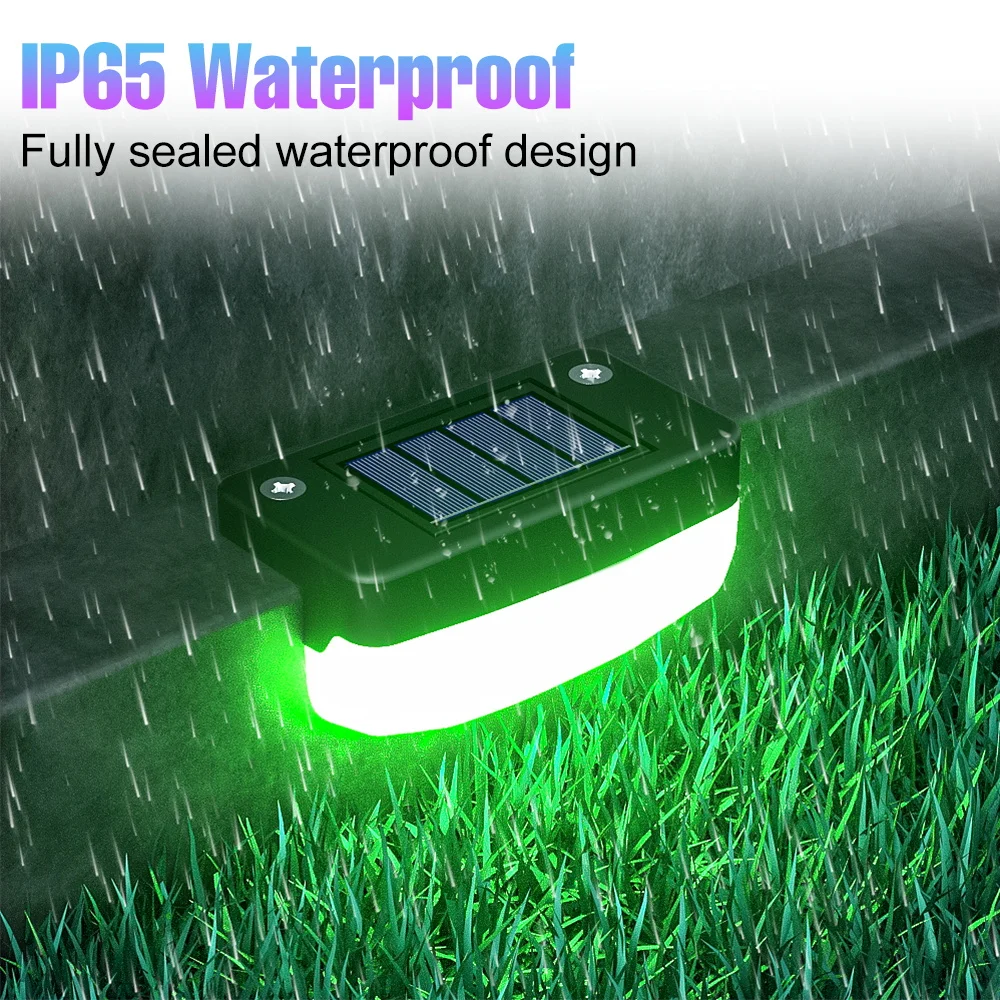 20 Pack LED RGB Solar Lamp Outdoor Deck Lights IP65 Waterproof Christmas Garden Steps Railing Fence Decoration 7 Color Gradients
