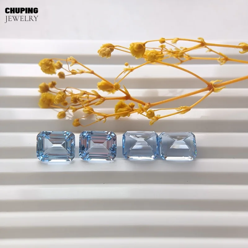 Premium Quality Lab Grown Aquamarine Spinel Emerald Cut Flame Melted With AGL Certificate Loose Gemstone For Fine Jewelry Making view 5