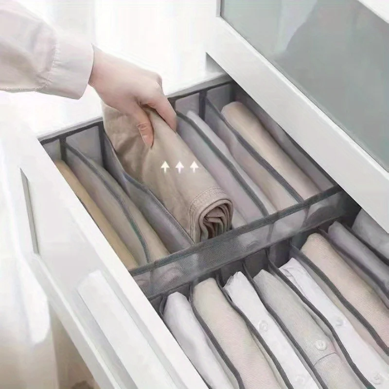 قطعة واحدة من منظم خزانة القماش القابل للطي مع 7 أقسام - مقسم خزانة ملابس قابل للغسل للجينز والقمصان وتخزين الملابس #5