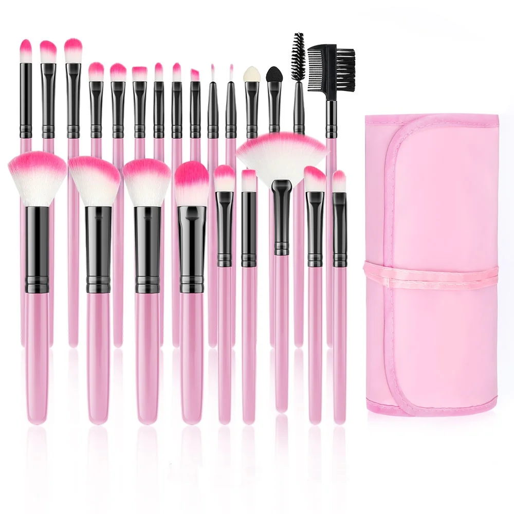 24Pcs Soft Bristle Makeup Brushes Set - Powder Blush Eye Shadow Foundation Cosmetic Blending Beauty Tools