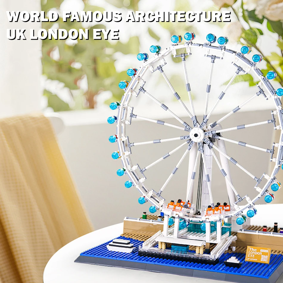 MOC World Famous Architecture England London Eye Ferris Wheel Street View Building Blocks Construction DIY Bricks Toys Kids Gift