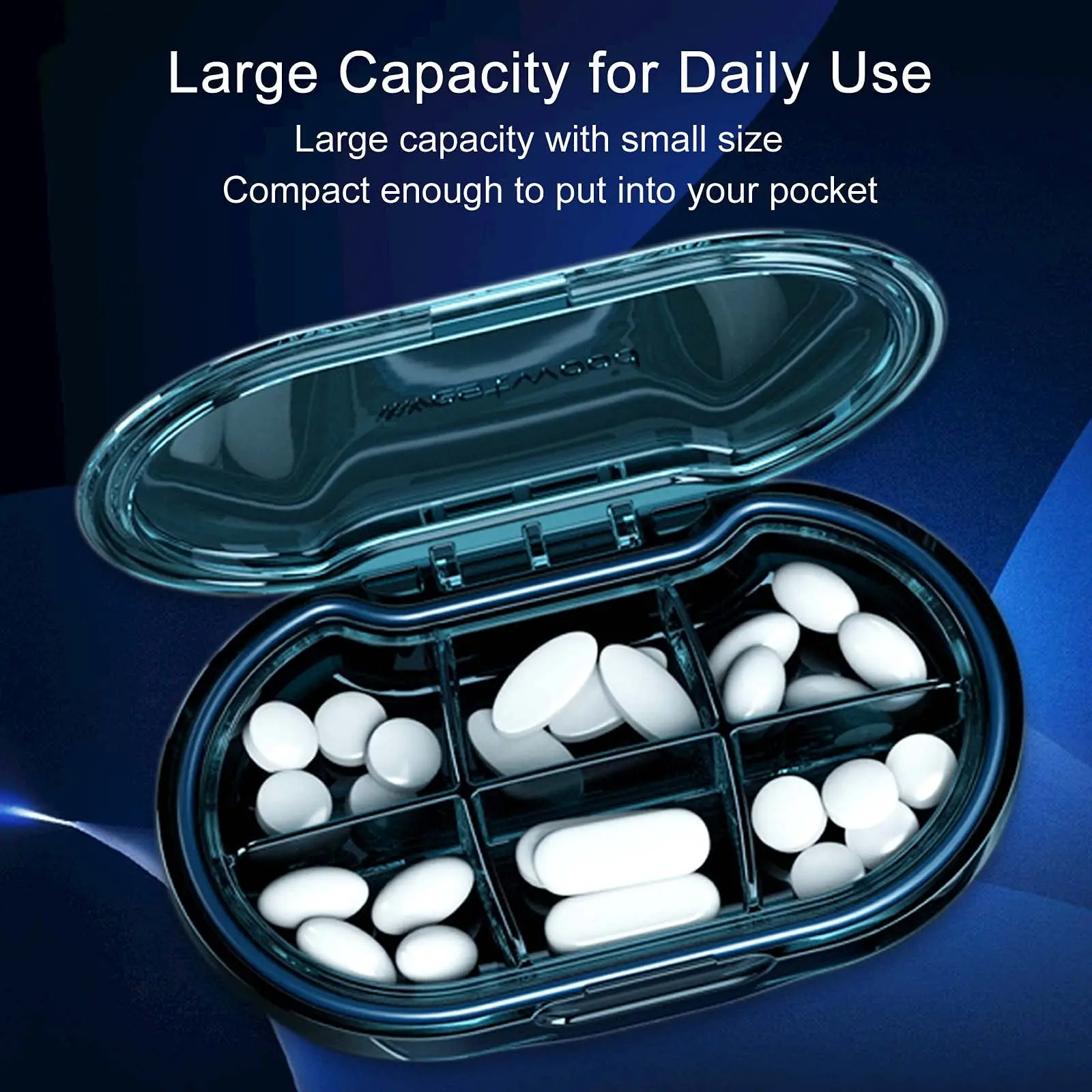 4 Cells Portable Pill Box Premium BPA Free Portable Pill Box Waterproof Travel Medicine Organizer with Detachable Compartment