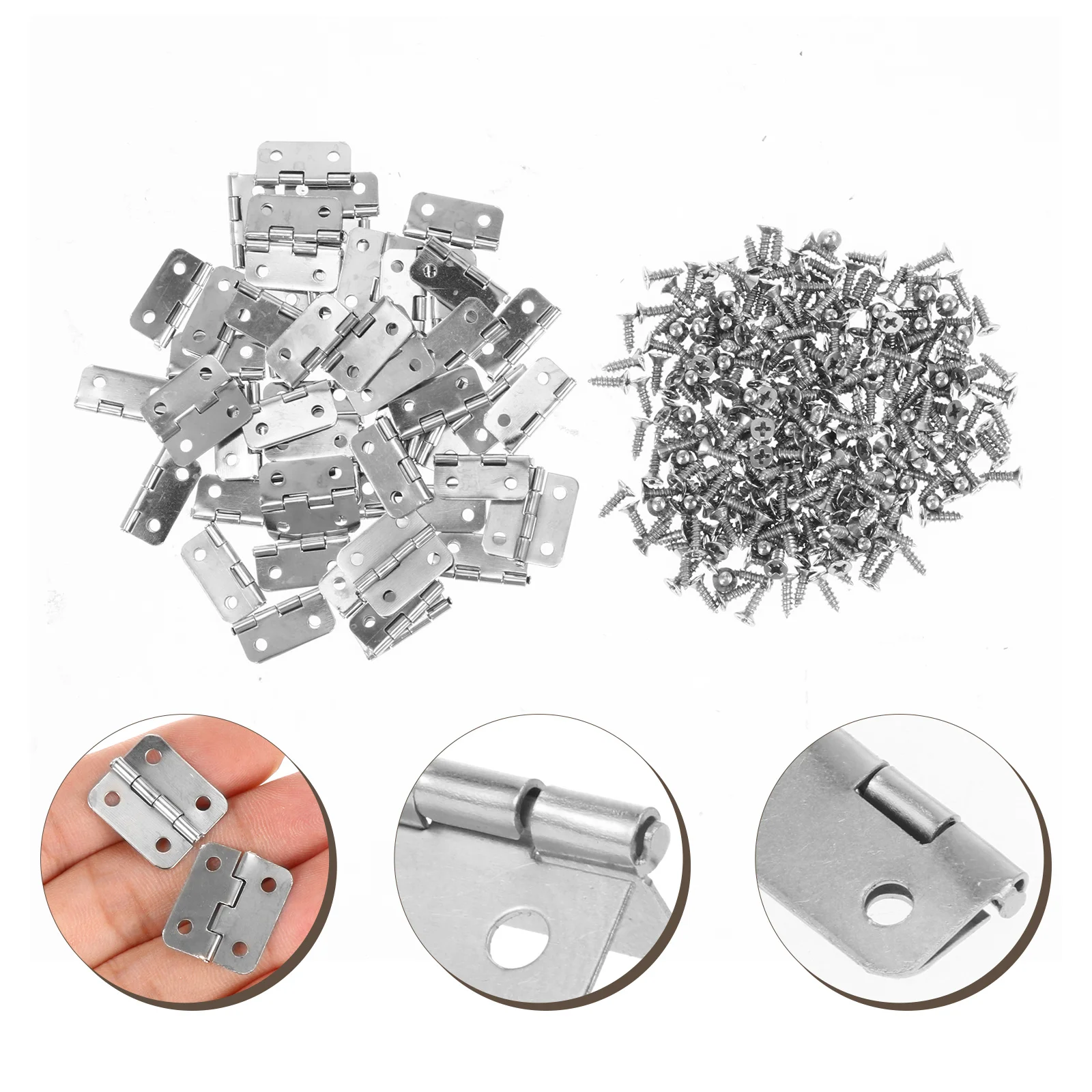 

1Set Silver Iron Hinges for Furniture Door Box Cupboard Vintage Wooden Cases Jewelry Gift Wine Toolbox Cabinet Retro Butt Hinges